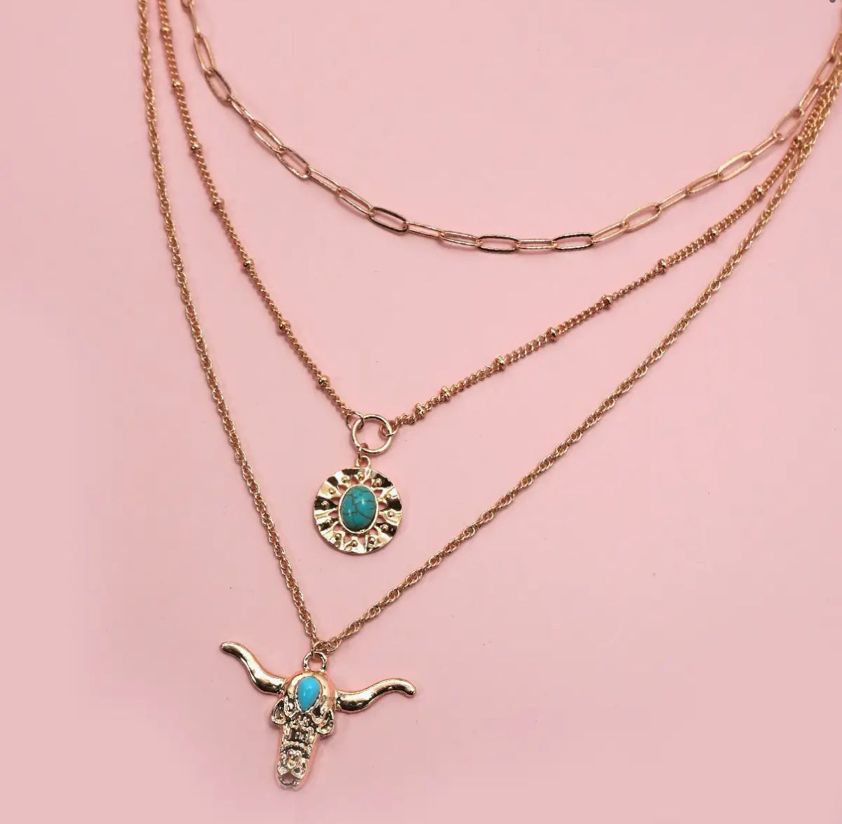 Bull Head Layered Necklace